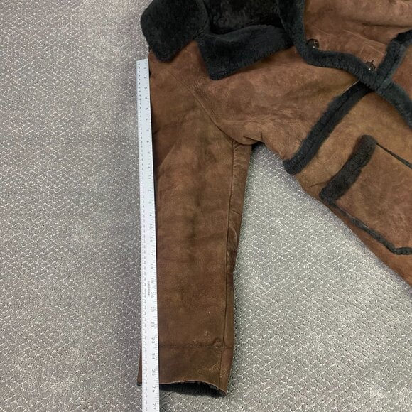 Vintage Sheepskin Jacket Coat Men's 46 Brown Shearling Marlboro Man XL - Picture 11 of 14